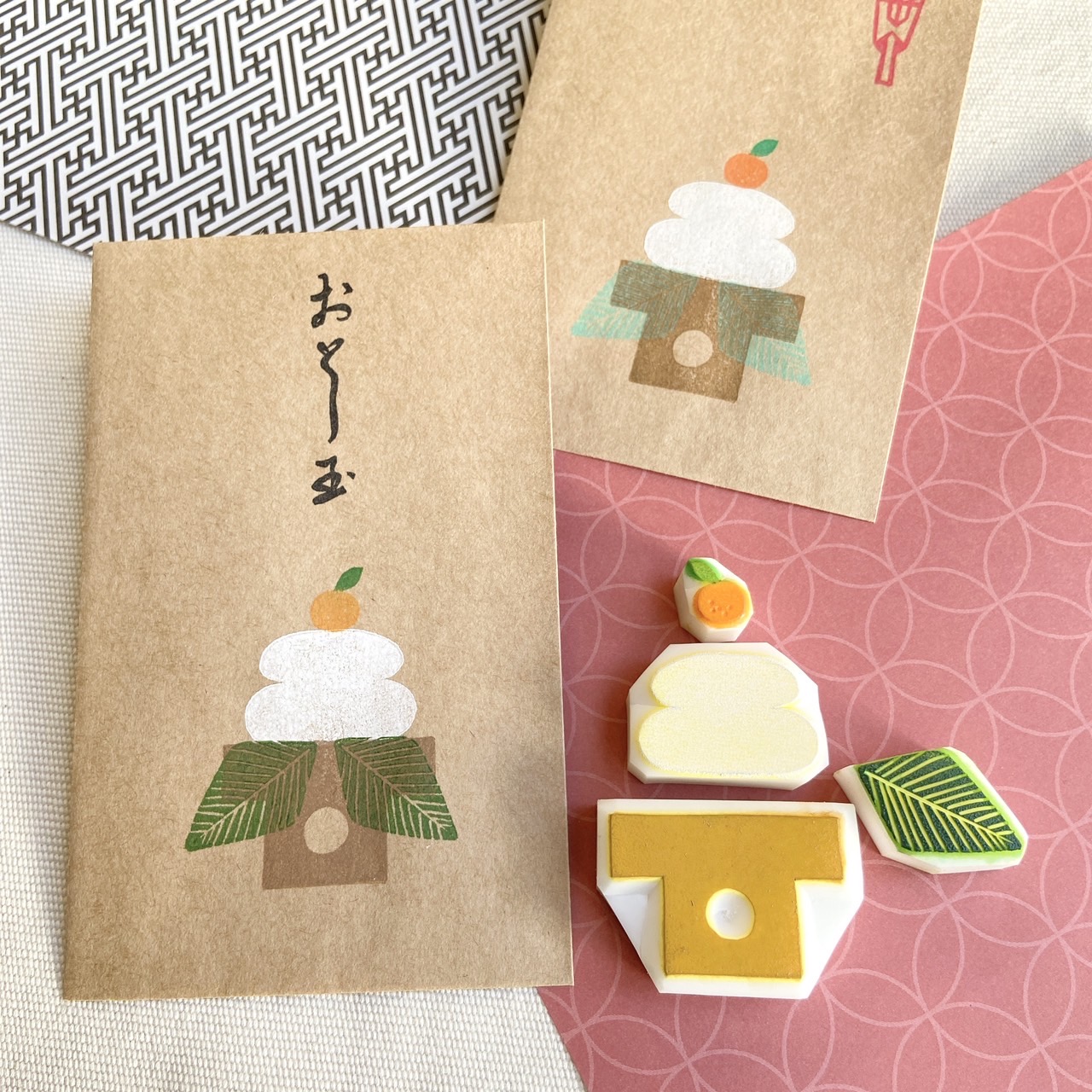 Keitto Oppi】消しゴムはんこ♪彫る＆捺す～鏡餅のポチ袋～ | Keitto