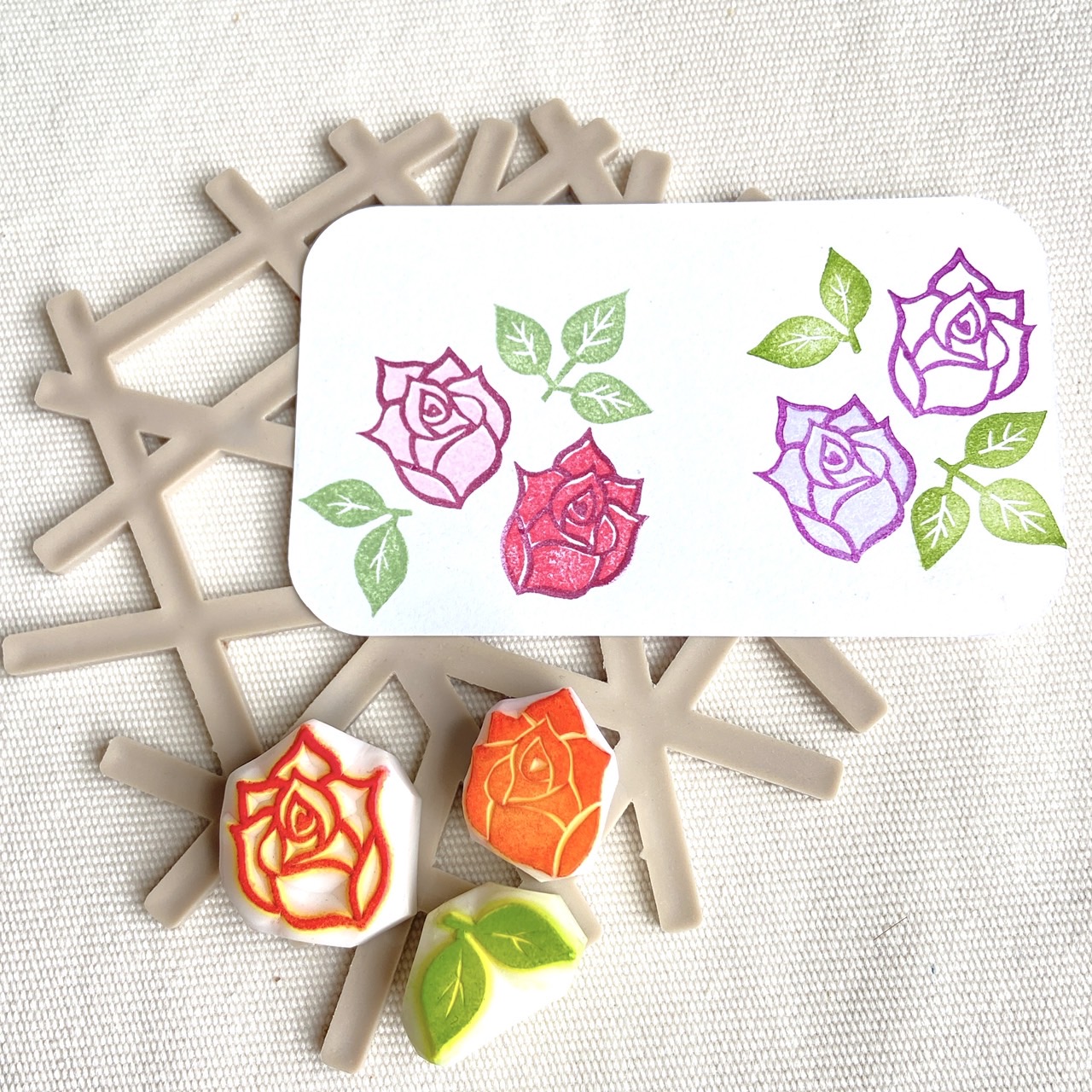 Keitto Oppi】消しゴムはんこ経験者コース♪彫る＆捺す～バラの